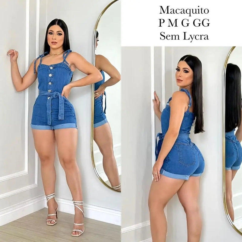 Macacão jeans denim sem lycra