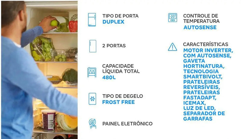 Geladeira Electrolux Frost Free Duplex Branca 480L Eficiente IT70 Bivolt - Bivolt