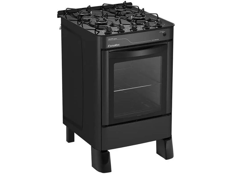 Esmaltec 4-Ball Stove Black Glass Table Agata Glass 4090 - Bivolt