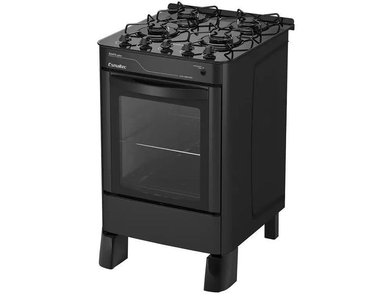 Esmaltec 4-Ball Stove Black Glass Table Agata Glass 4090 - Bivolt