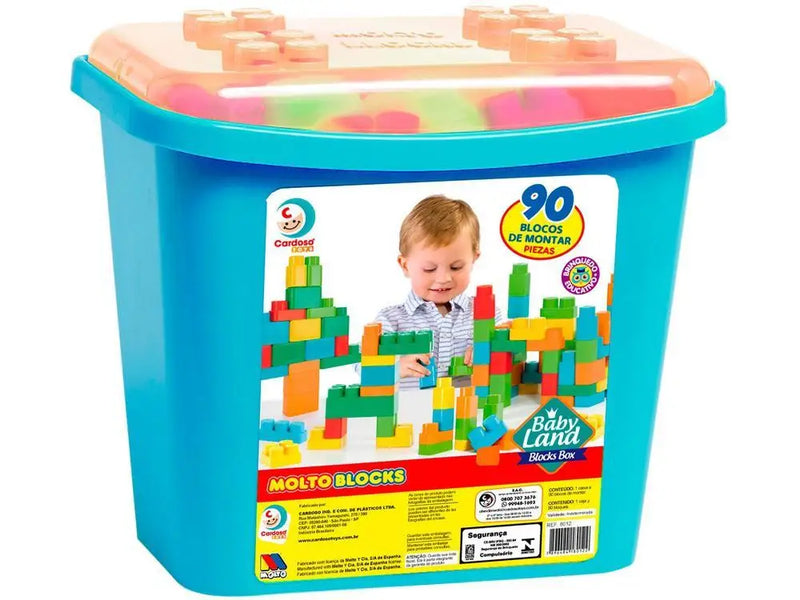 Blocos de montar em caixa de blocos de brinquedos