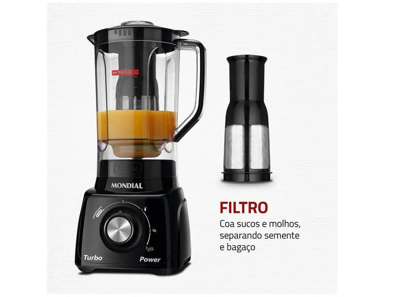 Liquidificador  Mondial Turbo Power com filtro de 3 velocidades 550W - 110V