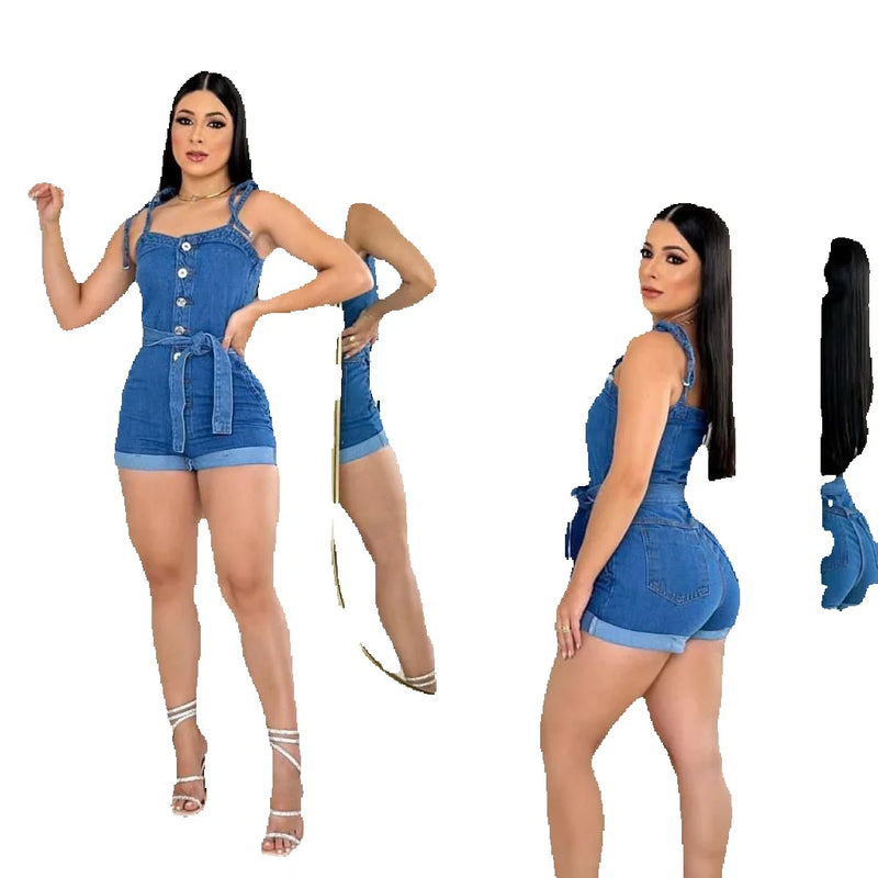 Macacão jeans denim sem lycra