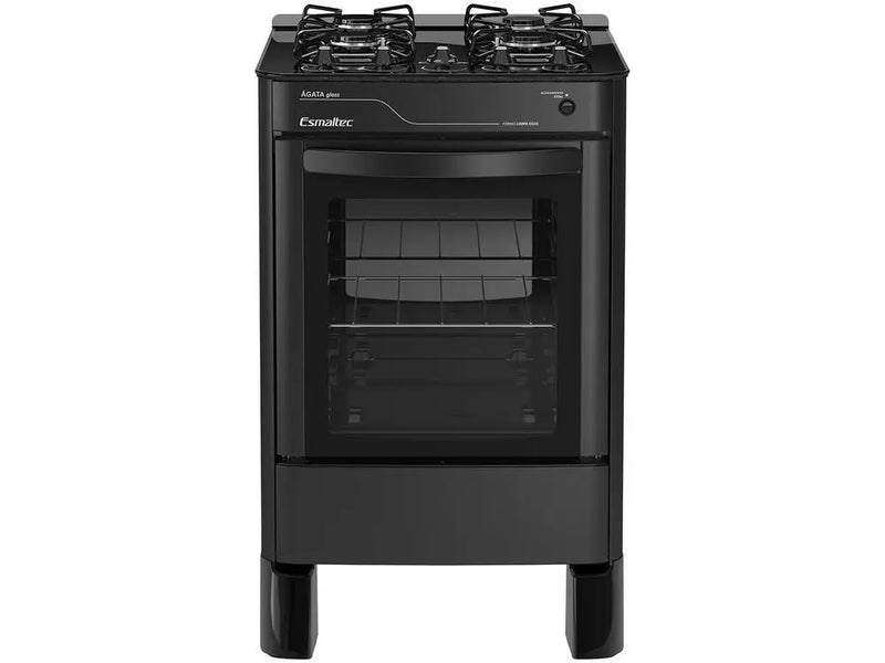 Esmaltec 4-Ball Stove Black Glass Table Agata Glass 4090 - Bivolt